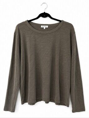Mododoc Green Slub Knit Long Sleeve Crew Neck Relaxed Fit Top Size Large